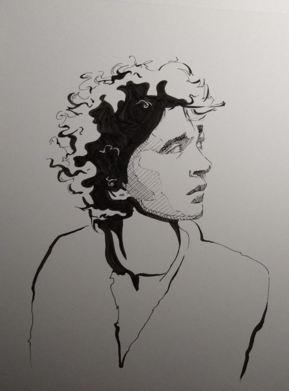 328787553_1413658382709415_6530950570540926791_n Pen and ink drawing of a man looking up